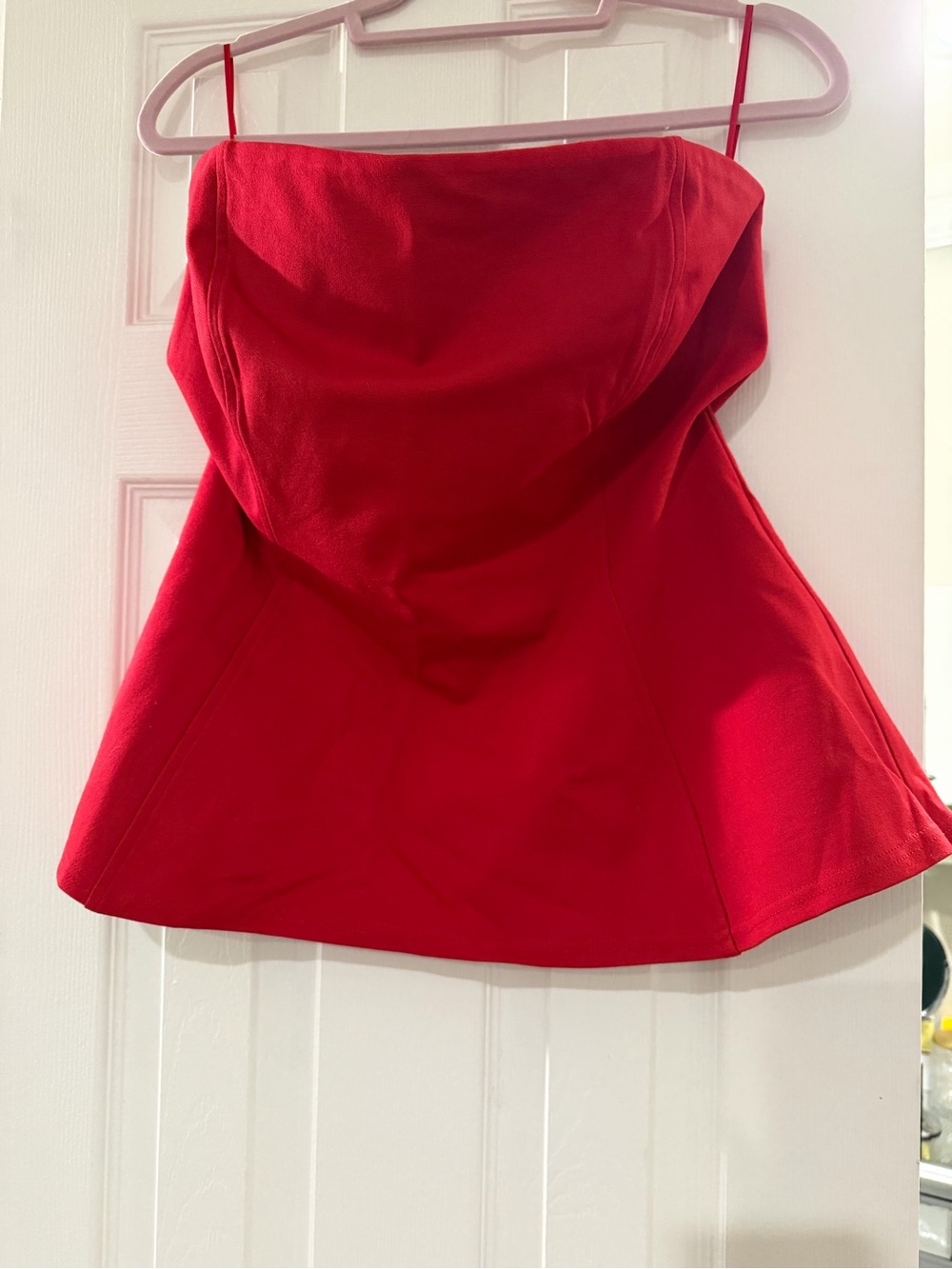 Anthropologie Red peplum Strapless top